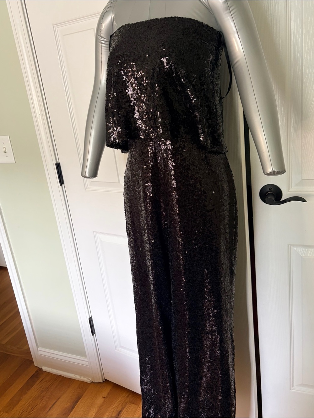 Premier Amour Black Sequin Strapless jumpsuit